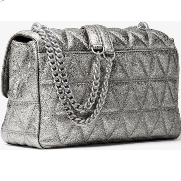 Michael Kors Silver Sloan Quilted Handbag - Picture 4 of 12